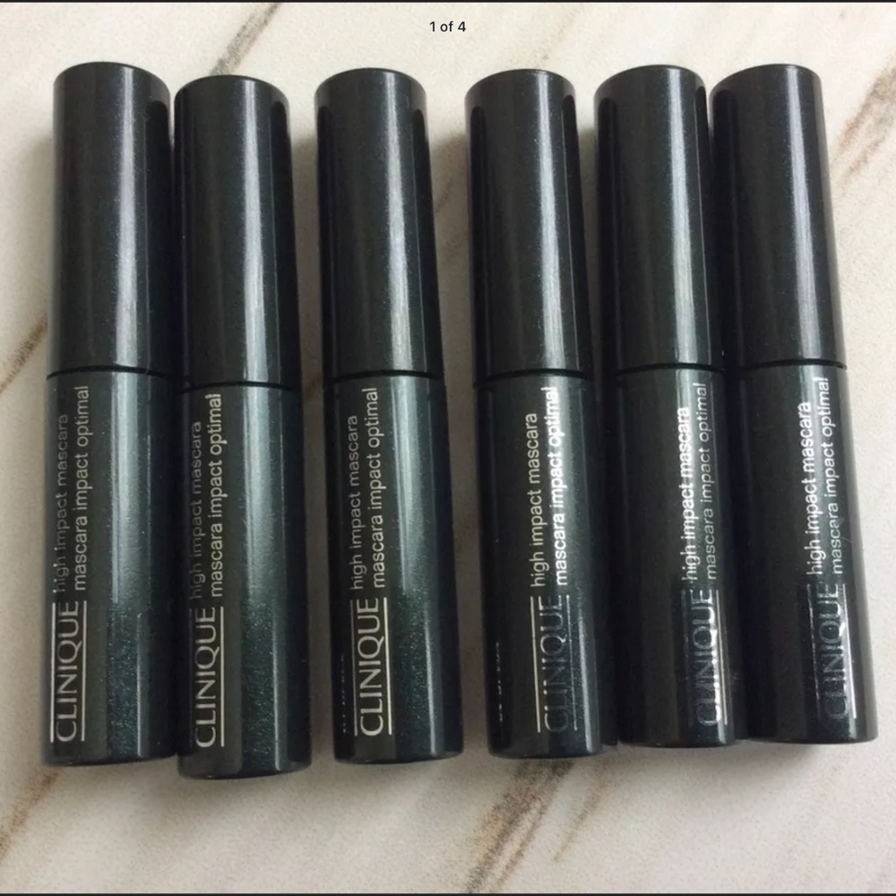 NEW CLINIQUE LOT OF 6 HIGH IMPACT MASCARAS DELUXE TRAVEL SZ 0.14 oz 01 BLACK